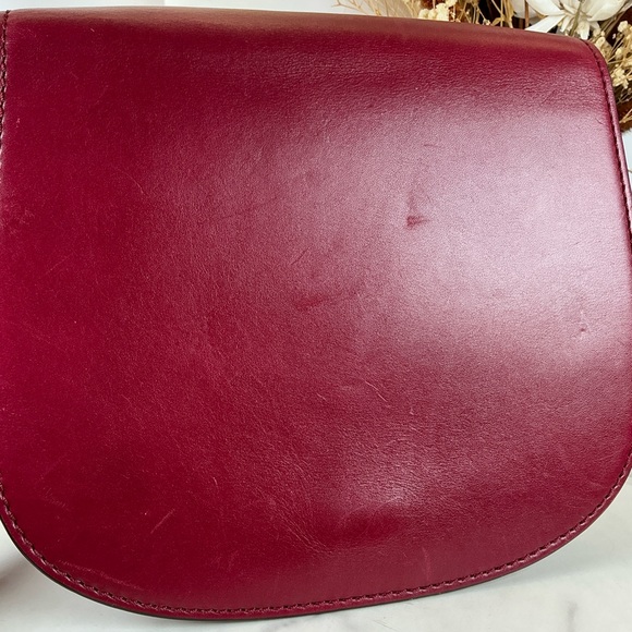 Tory Burch Red Burgundy Smooth Leather Crossbody Saddle Shoulder Bag‎ - Picture 14 of 14